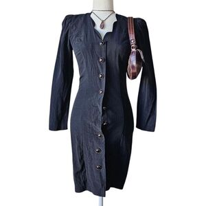 Vintage All That Jazz Black Victorian Edwardian Button Down Dress